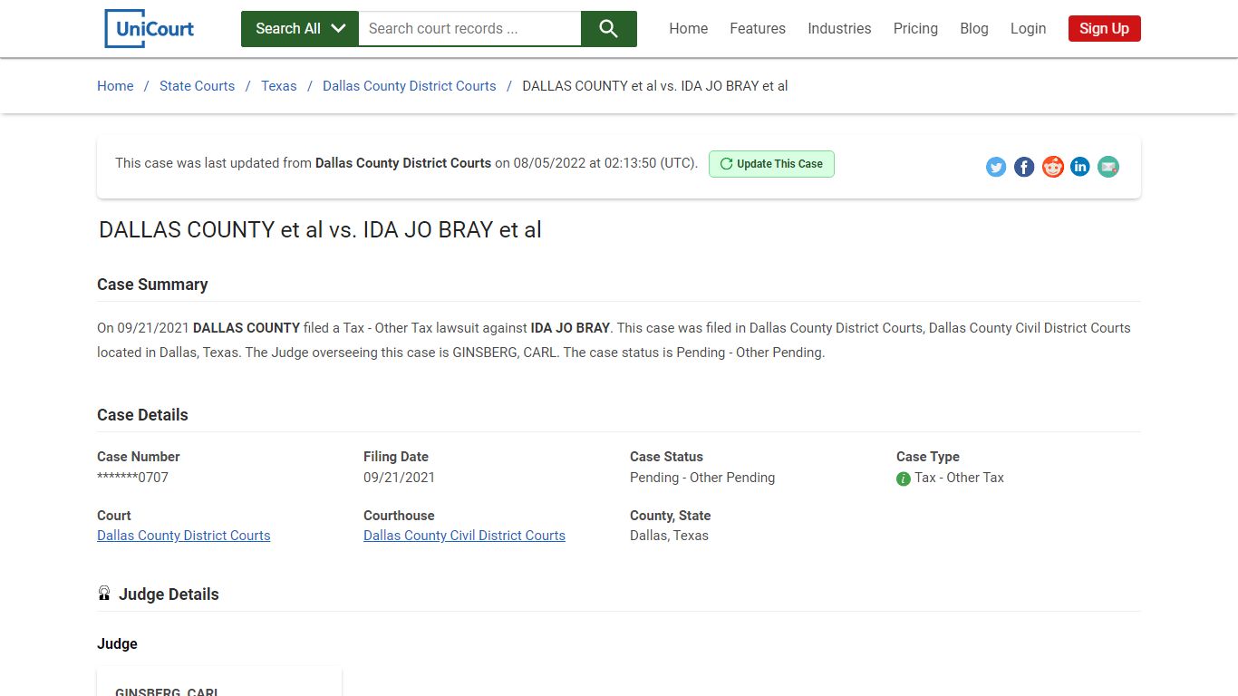 DALLAS COUNTY et al vs IDA JO BRAY et al | Court Records ...